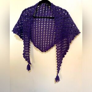 Handmade Crochet Shawl Scarf Wrap Purple